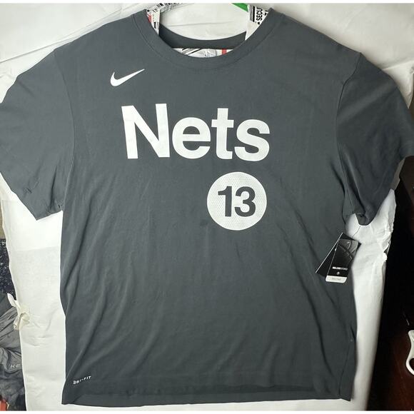 Nike Dri Fit Brooklyn Nets Kevin Durant T Shirt Men’s XXL Gray Cotton Poly - Picture 1 of 9
